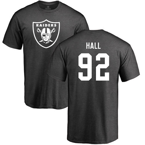 Men Oakland Raiders Ash P J  Hall One Color NFL Football #92 T Shirt->nfl t-shirts->Sports Accessory